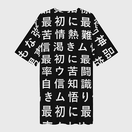 Женская длинная футболка Сто иероглифов на черном фоне / 3D-принт – фото 2