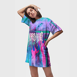 Футболка женская длинная Shurshun - tie-dye, цвет: 3D-принт — фото 2