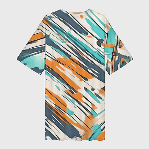Женская длинная футболка Абстракция разноцветная / 3D-принт – фото 2