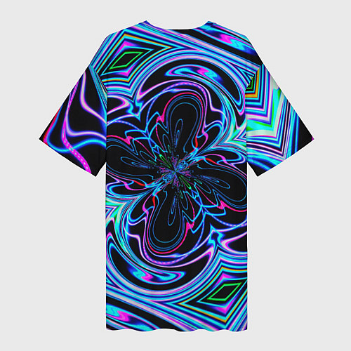 Женская длинная футболка Абстракция neon / 3D-принт – фото 2