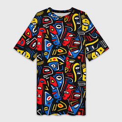Футболка женская длинная Африканский мотив, цвет: 3D-принт