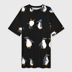 Женская длинная футболка Веселая семья пингвинов