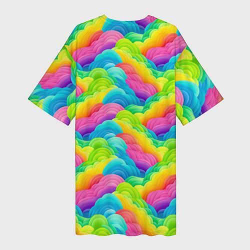 Женская длинная футболка Разноцветные облака из бумаги паттерн / 3D-принт – фото 2