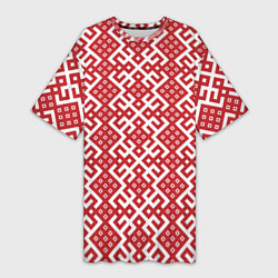 Женская длинная футболка Макошь - славянские обережные узоры