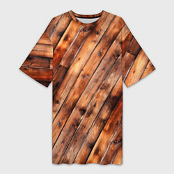 Женская длинная футболка Деревянная обшивка