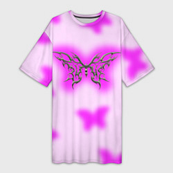 Женская длинная футболка Y2K purple butterfly