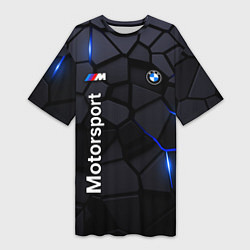 Футболка женская длинная BMW Motorsport - плиты с эффектом свечения, цвет: 3D-принт