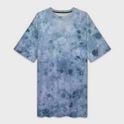 Женская длинная футболка Абстракция - сине-серая грусть