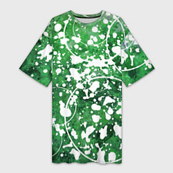 Женская длинная футболка Абстракция - круги на зелёном