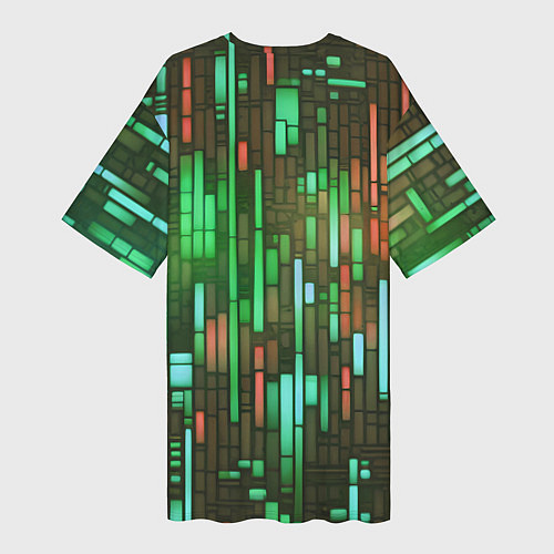 Женская длинная футболка Неоновые полосы зелёные / 3D-принт – фото 2