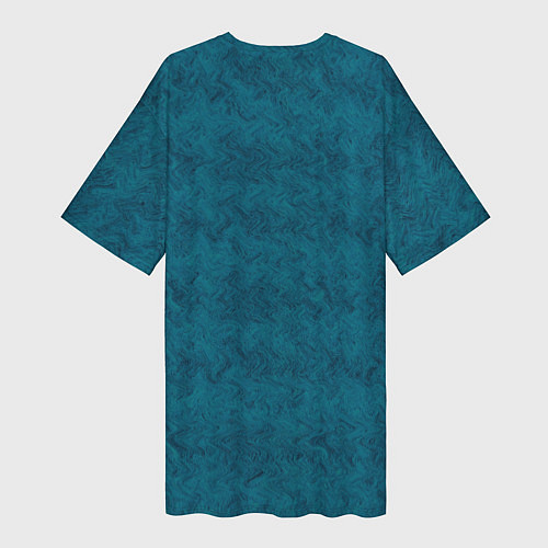 Женская длинная футболка Бирюзовая текстура имитация меха / 3D-принт – фото 2