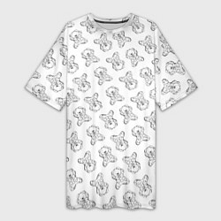 Женская длинная футболка Сончас у мишек - принт раскраска
