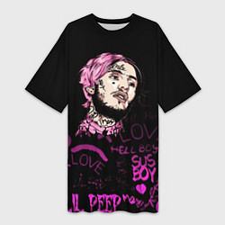 Женская длинная футболка Lil peep neon rap 2017