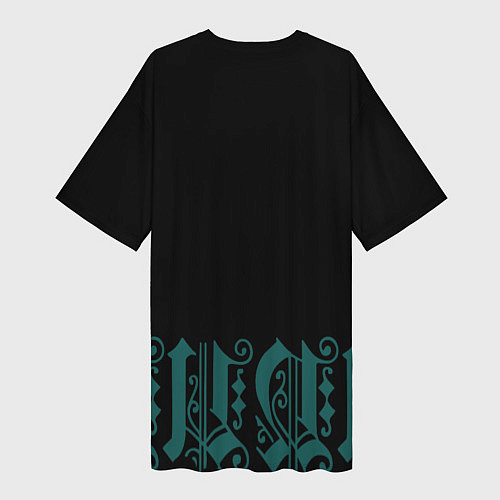 Женская длинная футболка Узоры на чёрном фоне / 3D-принт – фото 2