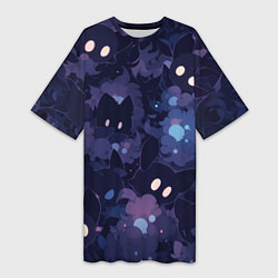 Женская длинная футболка Фиолетовые котики