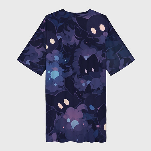 Женская длинная футболка Фиолетовые котики / 3D-принт – фото 2