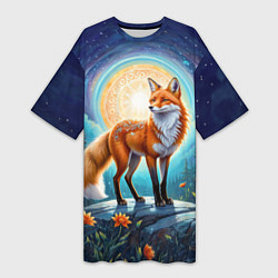 Женская длинная футболка Мистическая лиса тотем лисы