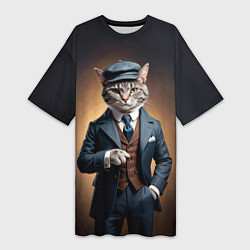 Женская длинная футболка Кот в стиле Томаса Шелби - Острые козырьки