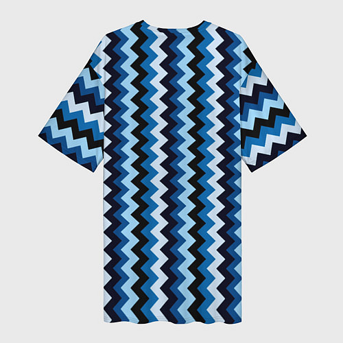 Женская длинная футболка Ломаные полосы синий / 3D-принт – фото 2