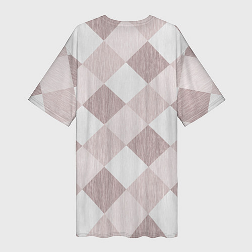 Женская длинная футболка Геометрический светло коричневый узор квадраты / 3D-принт – фото 2