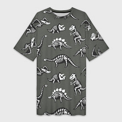 Женская длинная футболка Динозавры - скелеты