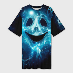 Женская длинная футболка Нейросеть - хеллоуин привидения