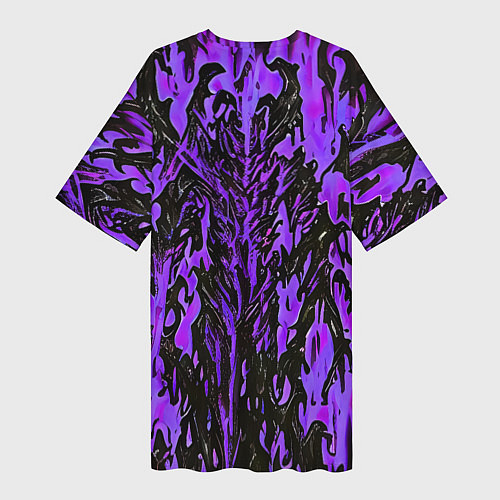 Женская длинная футболка Демонический доспех фиолетовый / 3D-принт – фото 2