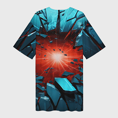 Женская длинная футболка Взрыв бирюзовых камней / 3D-принт – фото 2