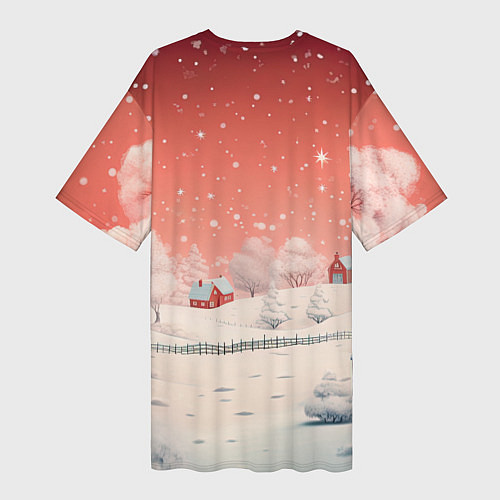 Женская длинная футболка Волшебство новогодней ночи / 3D-принт – фото 2
