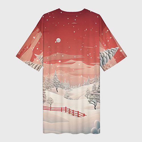 Женская длинная футболка Завораживающий зимний пейзаж / 3D-принт – фото 2