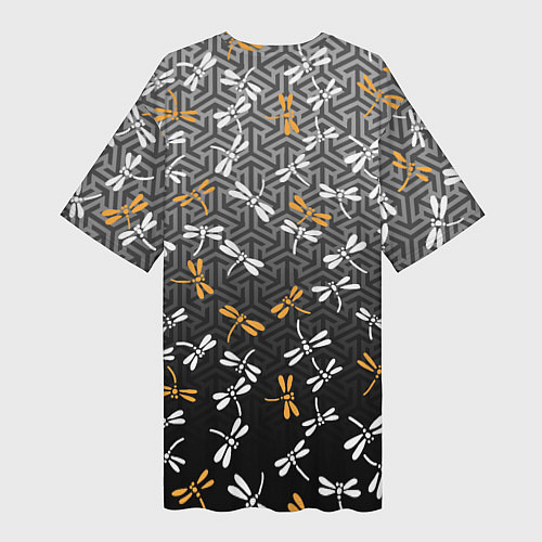 Женская длинная футболка Стрекозы поверх графики / 3D-принт – фото 2
