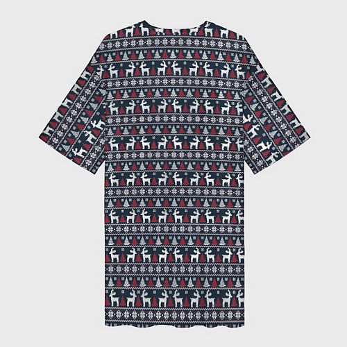 Женская длинная футболка Новогодние олени с елочками / 3D-принт – фото 2