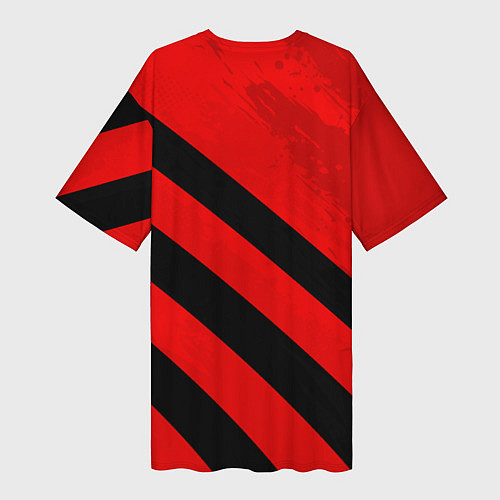 Женская длинная футболка Ливерпуль - красные полосы / 3D-принт – фото 2