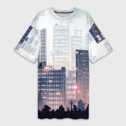 Женская длинная футболка Безмятежный город