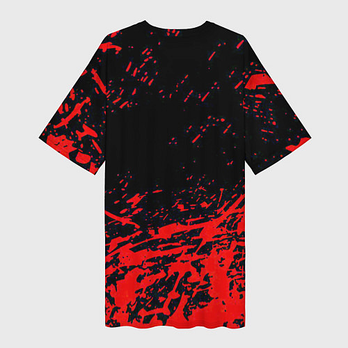 Женская длинная футболка Анархия красные абстрактные краски / 3D-принт – фото 2