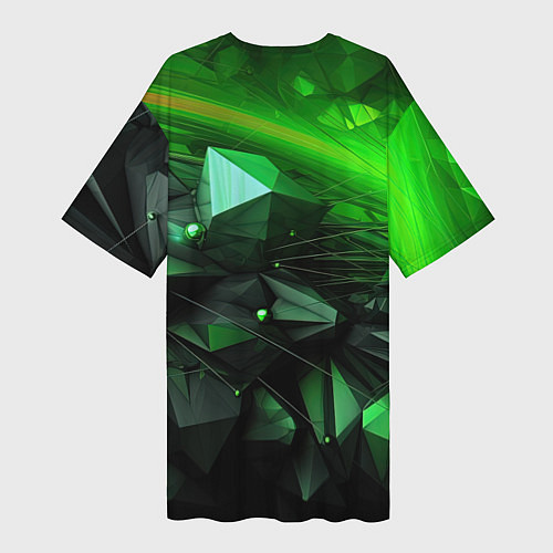 Женская длинная футболка Абстракция и зелень гармония / 3D-принт – фото 2