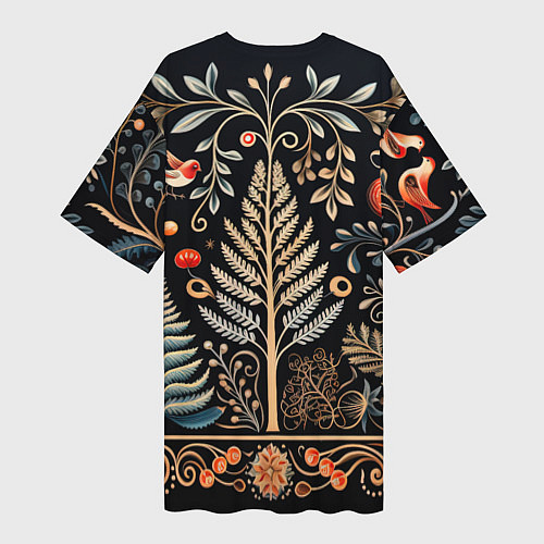 Женская длинная футболка Зимняя вязь / 3D-принт – фото 2