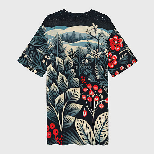 Женская длинная футболка Хрустальные рисунки / 3D-принт – фото 2