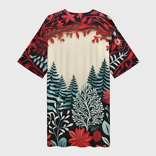 Женская длинная футболка Зимнее кружево / 3D-принт – фото 2