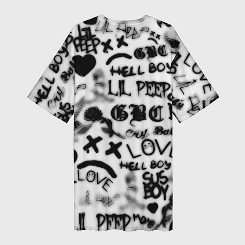 Женская длинная футболка Lil peep автограф / 3D-принт – фото 2