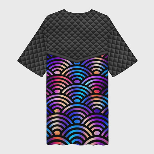 Женская длинная футболка Сэйгайха - морские волны и северное сияние / 3D-принт – фото 2