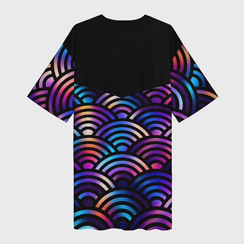 Женская длинная футболка Чёрный берег и рябь на волнах / 3D-принт – фото 2