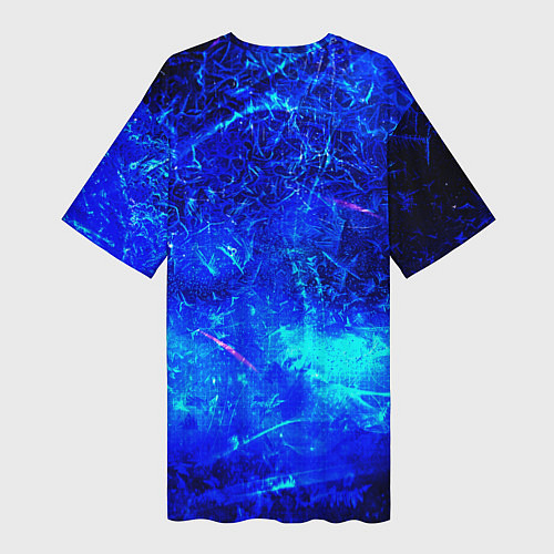 Женская длинная футболка Синий лёд и снежинки / 3D-принт – фото 2