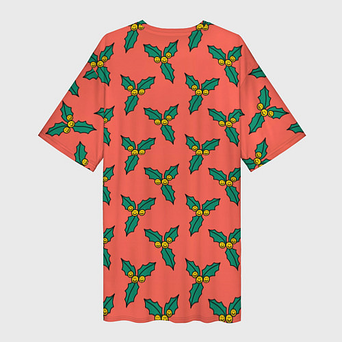 Женская длинная футболка Ягоды остролиста / 3D-принт – фото 2