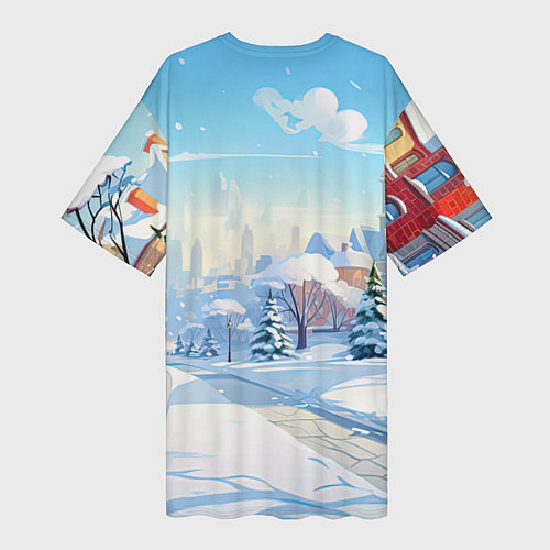 Женская длинная футболка Дракон ледяной вихрь / 3D-принт – фото 2