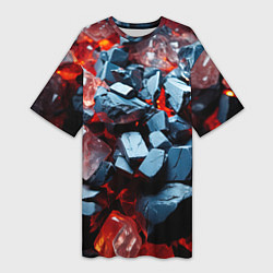 Футболка женская длинная Янтарные камни асбтракция, цвет: 3D-принт