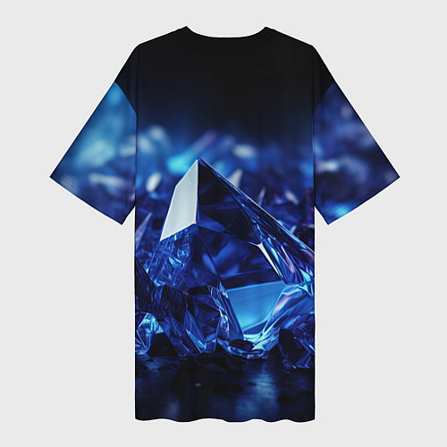 Женская длинная футболка Синие прозрачные алмазы / 3D-принт – фото 2