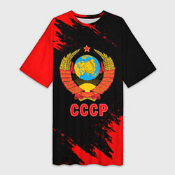 Женская длинная футболка СССР красные краски
