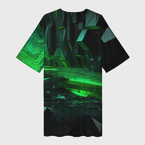 Женская длинная футболка Глубина зеленого абстракта / 3D-принт – фото 2
