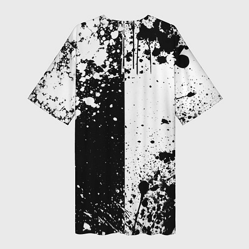 Женская длинная футболка Берсерк знак жертвы - черно-белые брызги / 3D-принт – фото 2